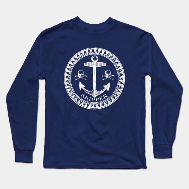 SKIPPER Vintage Boating Long Sleeve T-Shirt by Scarebaby